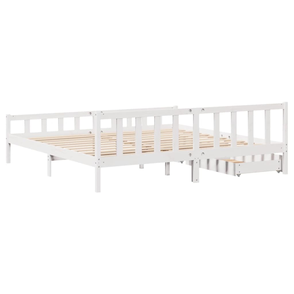 Bed Frame without Mattress White 180x200 cm Super King Solid Wood Pine