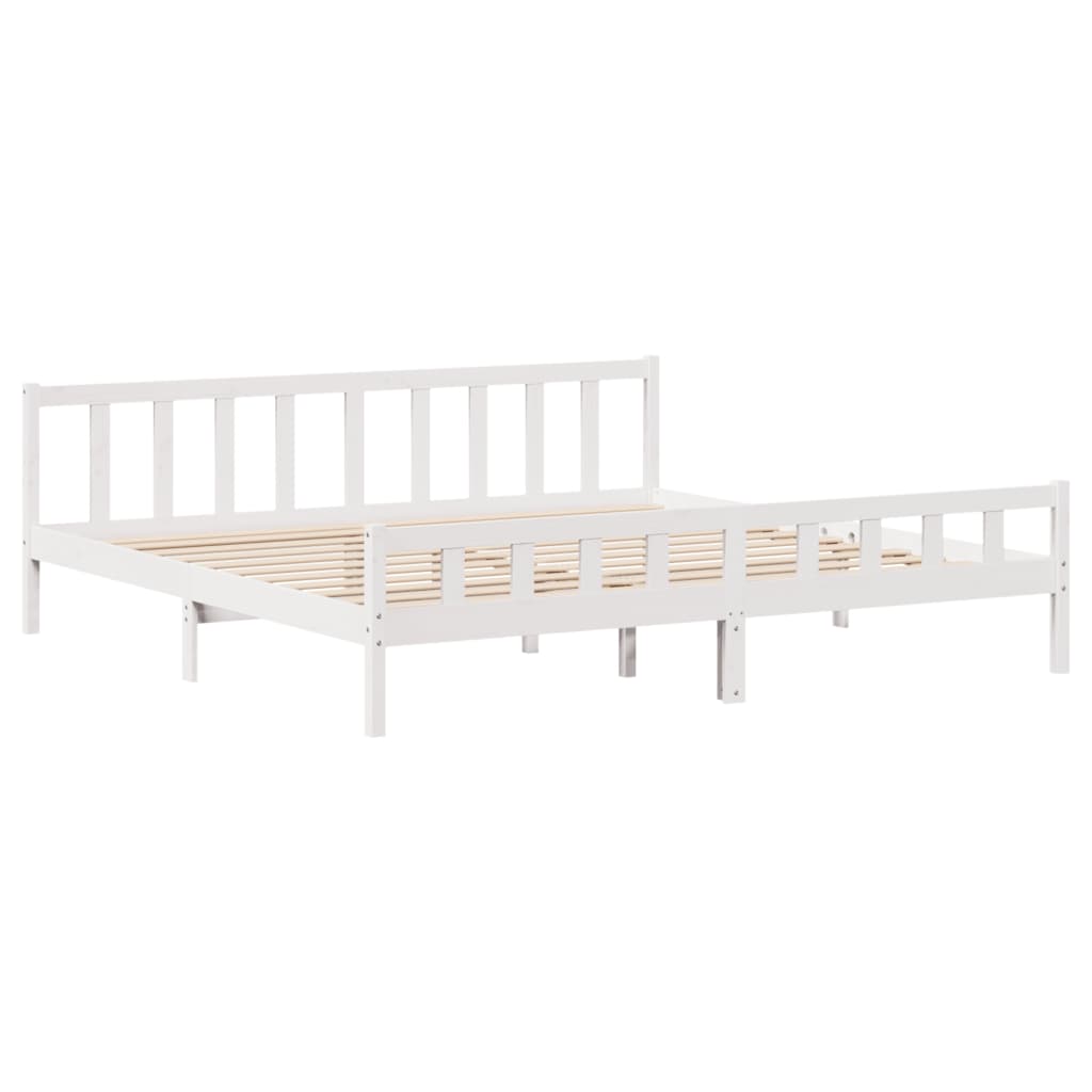 Bed Frame without Mattress White 180x200 cm Super King Solid Wood Pine