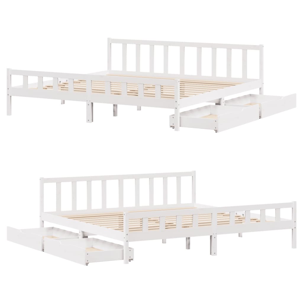 Bed Frame without Mattress White 180x200 cm Super King Solid Wood Pine