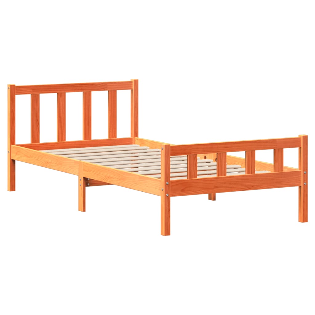 Bed Frame without Mattress Wax Brown 75x190 cm Small Single Solid Wood Pine