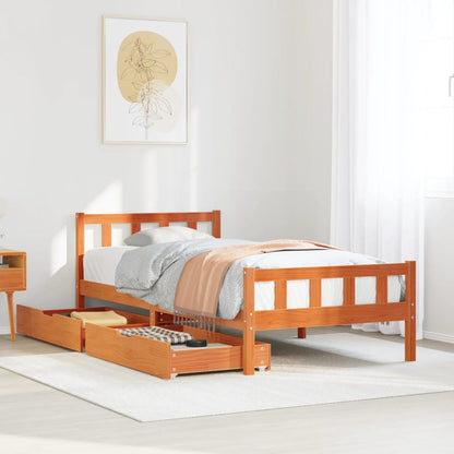 Bed Frame without Mattress Wax Brown 75x190 cm Small Single Solid Wood Pine