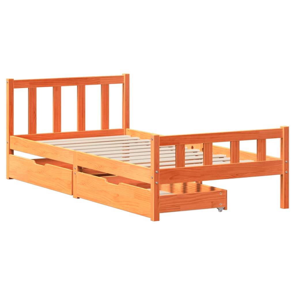 Bed Frame without Mattress Wax Brown 90x190 cm Single Solid Wood Pine