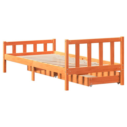 Bed Frame without Mattress Wax Brown 90x190 cm Single Solid Wood Pine