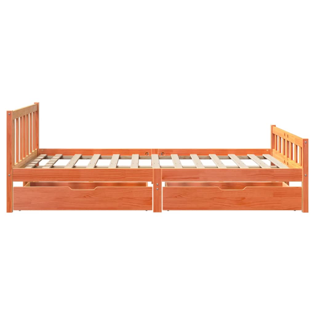 Bed Frame without Mattress Wax Brown 150x200 cm King Size Solid Wood Pine