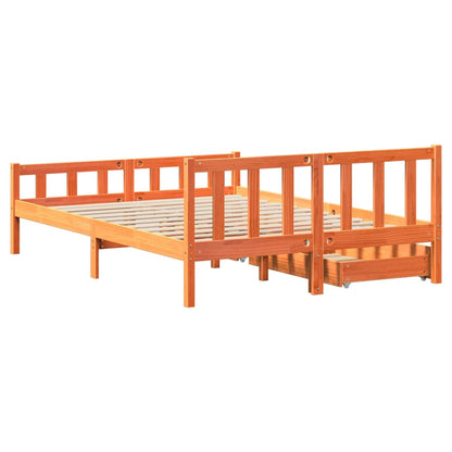 Bed Frame without Mattress Wax Brown 150x200 cm King Size Solid Wood Pine