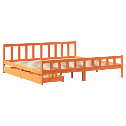 Bed Frame without Mattress Wax Brown 180x200 cm Super King Solid Wood Pine