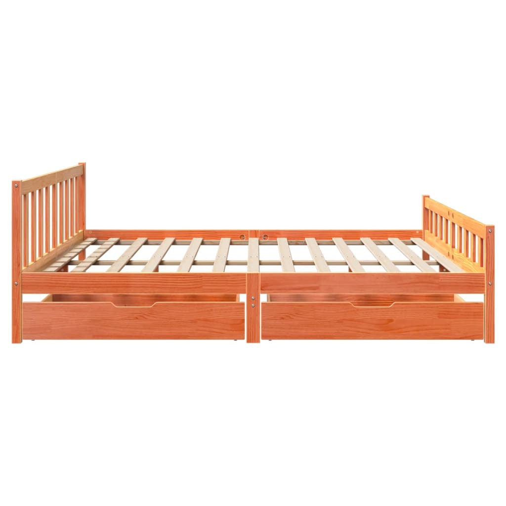 Bed Frame without Mattress Wax Brown 180x200 cm Super King Solid Wood Pine