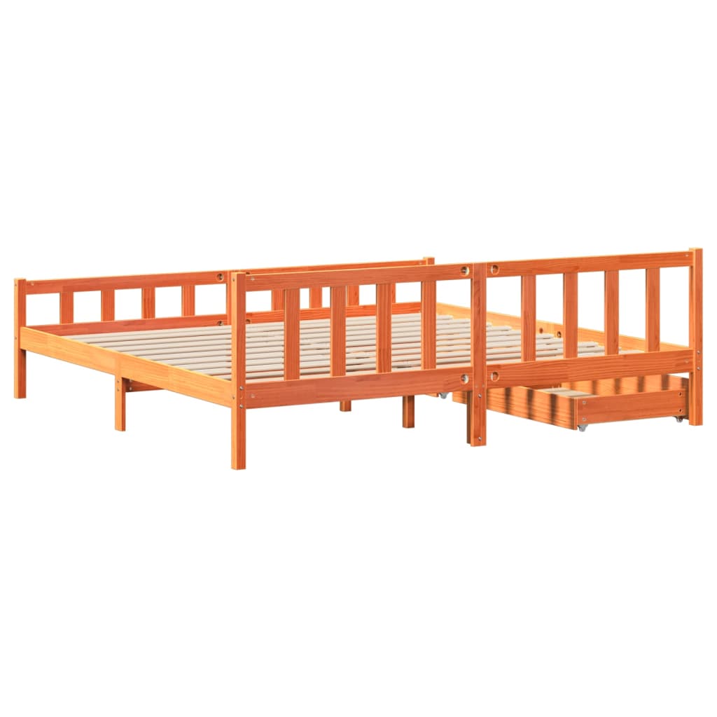 Bed Frame without Mattress Wax Brown 180x200 cm Super King Solid Wood Pine