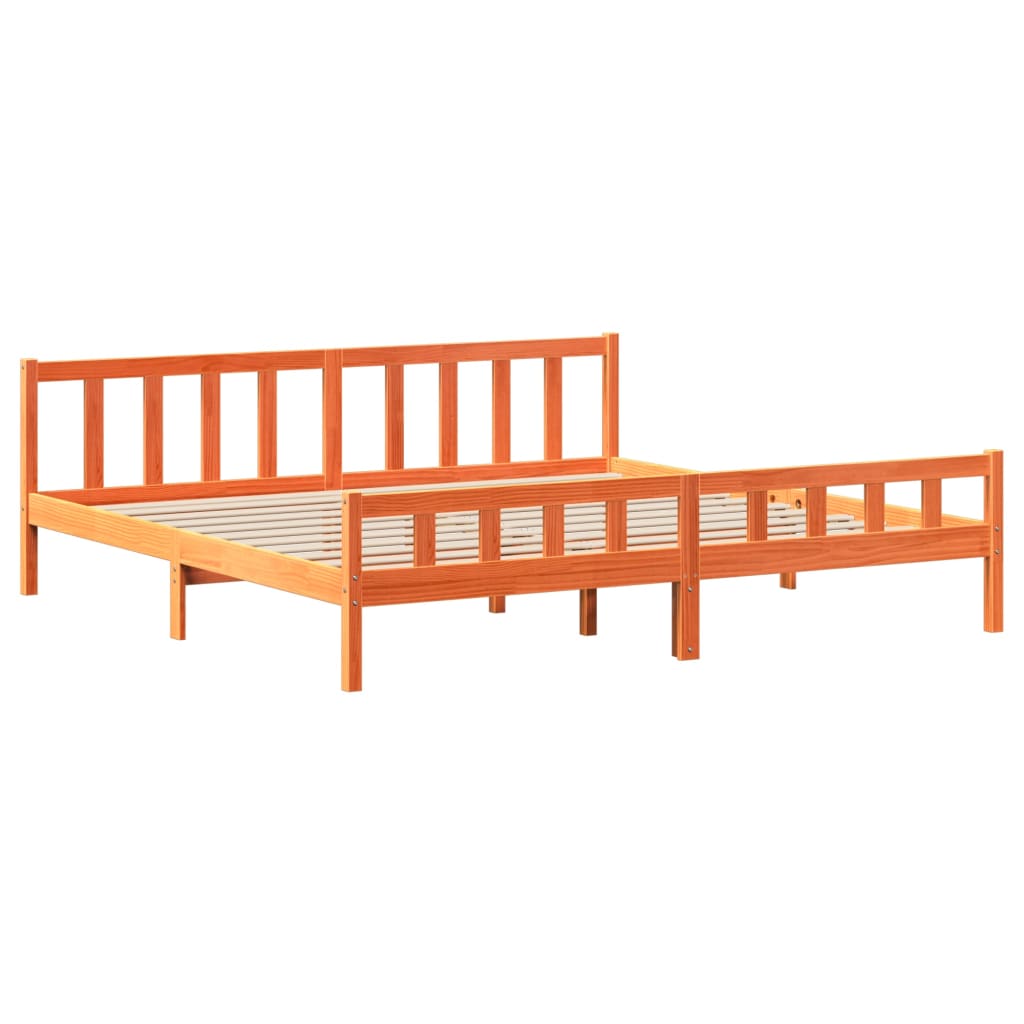 Bed Frame without Mattress Wax Brown 180x200 cm Super King Solid Wood Pine