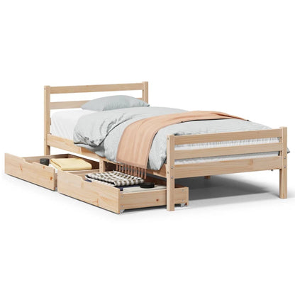 Bed Frame without Mattress 75x190 cm Small Single Solid Wood Pine