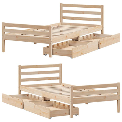 Bed Frame without Mattress 75x190 cm Small Single Solid Wood Pine