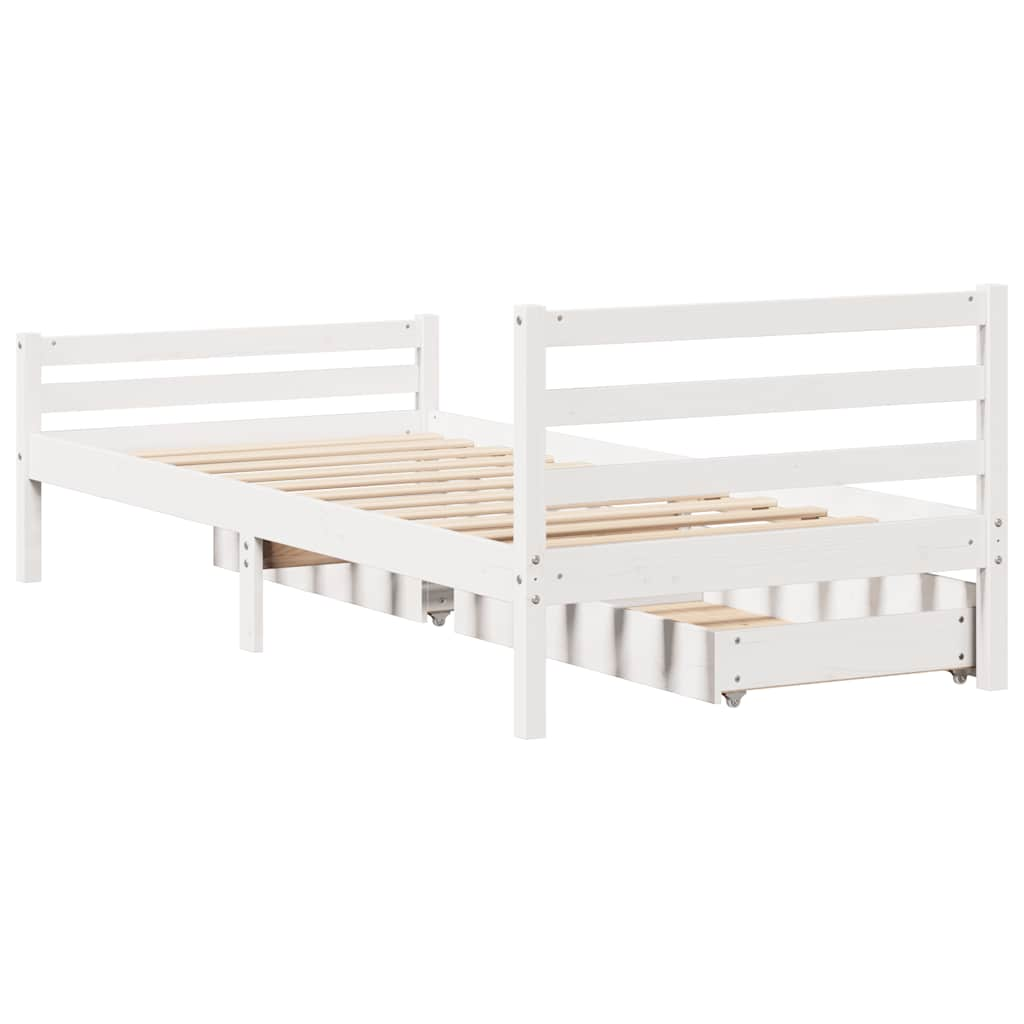 Bed Frame without Mattress White 90x190 cm Single Solid Wood Pine