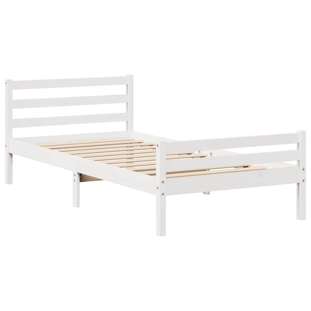 Bed Frame without Mattress White 90x190 cm Single Solid Wood Pine