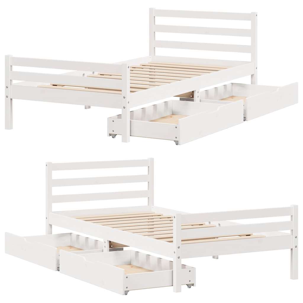 Bed Frame without Mattress White 90x190 cm Single Solid Wood Pine