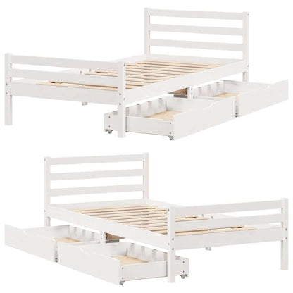 Bed Frame without Mattress White 90x190 cm Single Solid Wood Pine