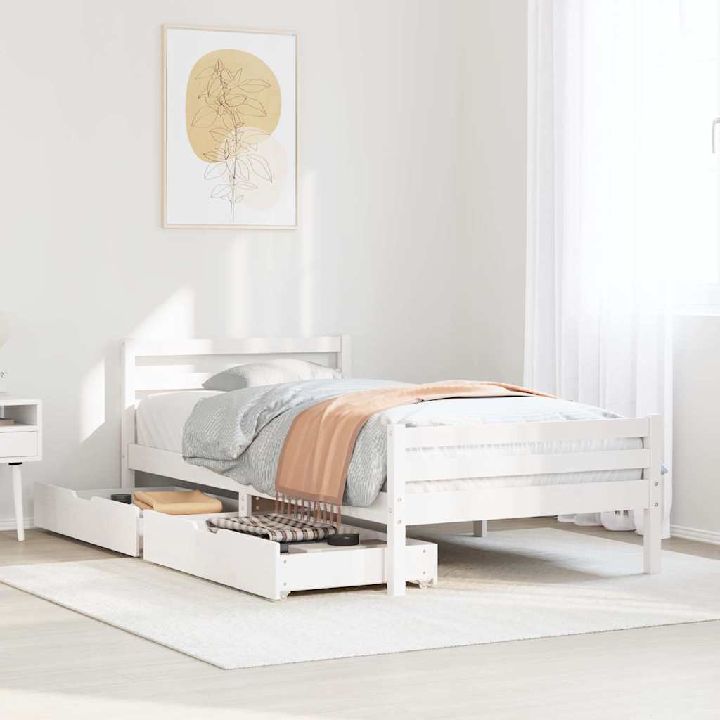 Bed Frame without Mattress White 90x190 cm Single Solid Wood Pine