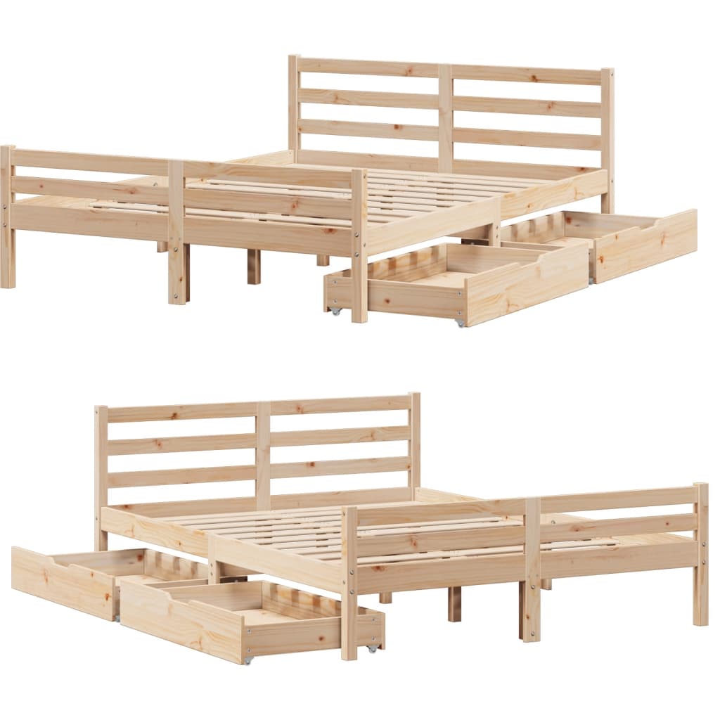 Bed Frame without Mattress 120x190 cm Small Double Solid Wood Pine