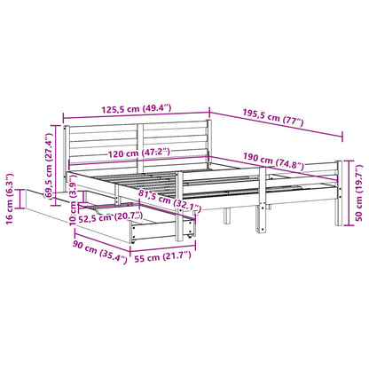 Bed Frame without Mattress 120x190 cm Small Double Solid Wood Pine