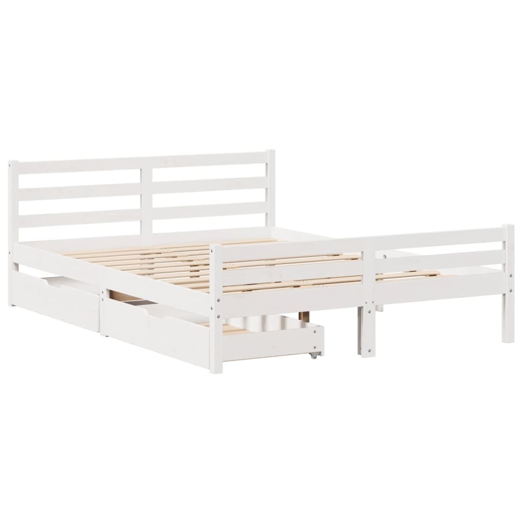 Bed Frame without Mattress White 120x190 cm Small Double Solid Wood Pine