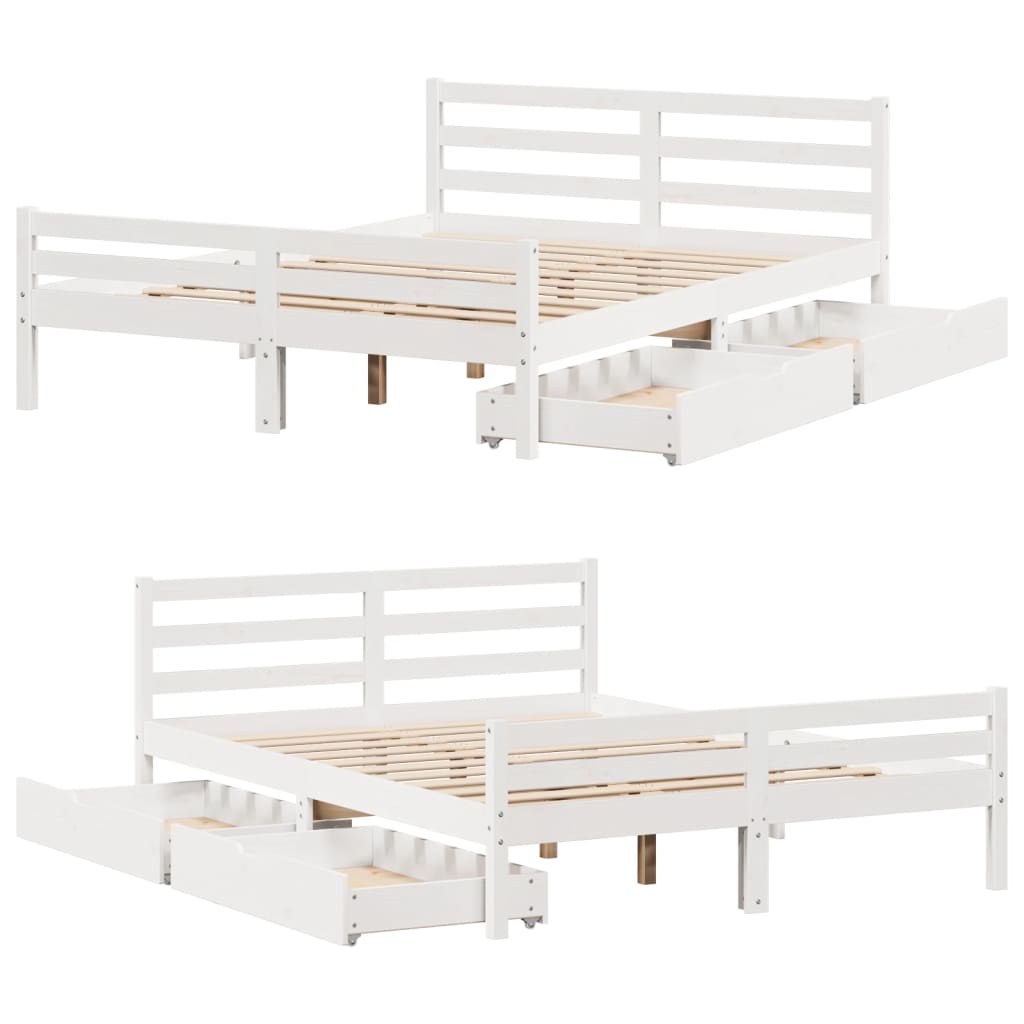 Bed Frame without Mattress White 120x190 cm Small Double Solid Wood Pine