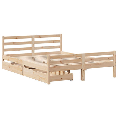 Bed Frame without Mattress 135x190 cm Double Solid Wood Pine