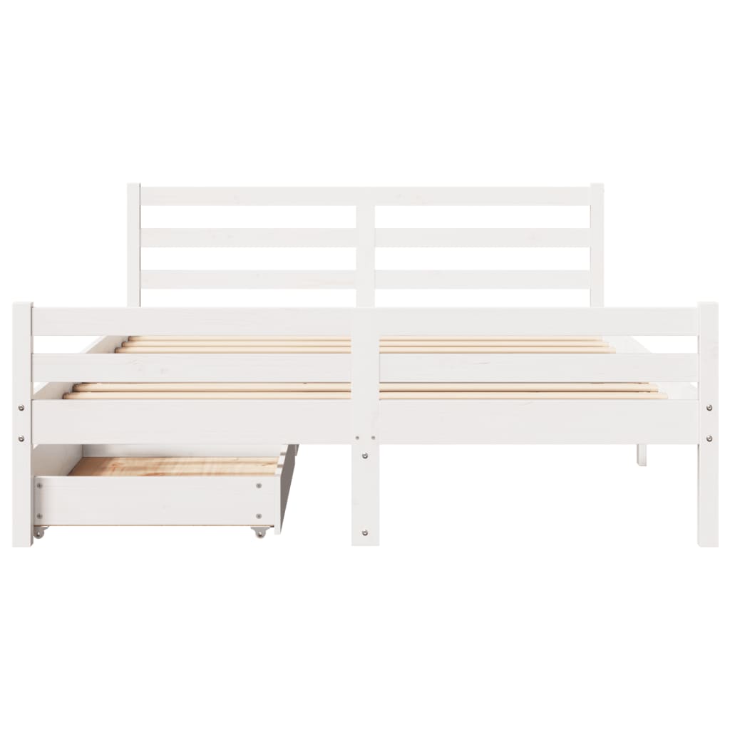 Bed Frame without Mattress White 135x190 cm Double Solid Wood Pine