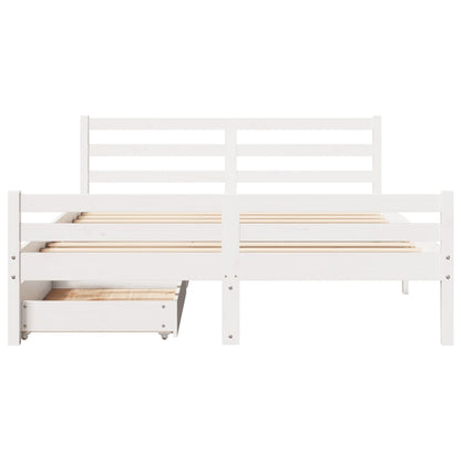 Bed Frame without Mattress White 135x190 cm Double Solid Wood Pine