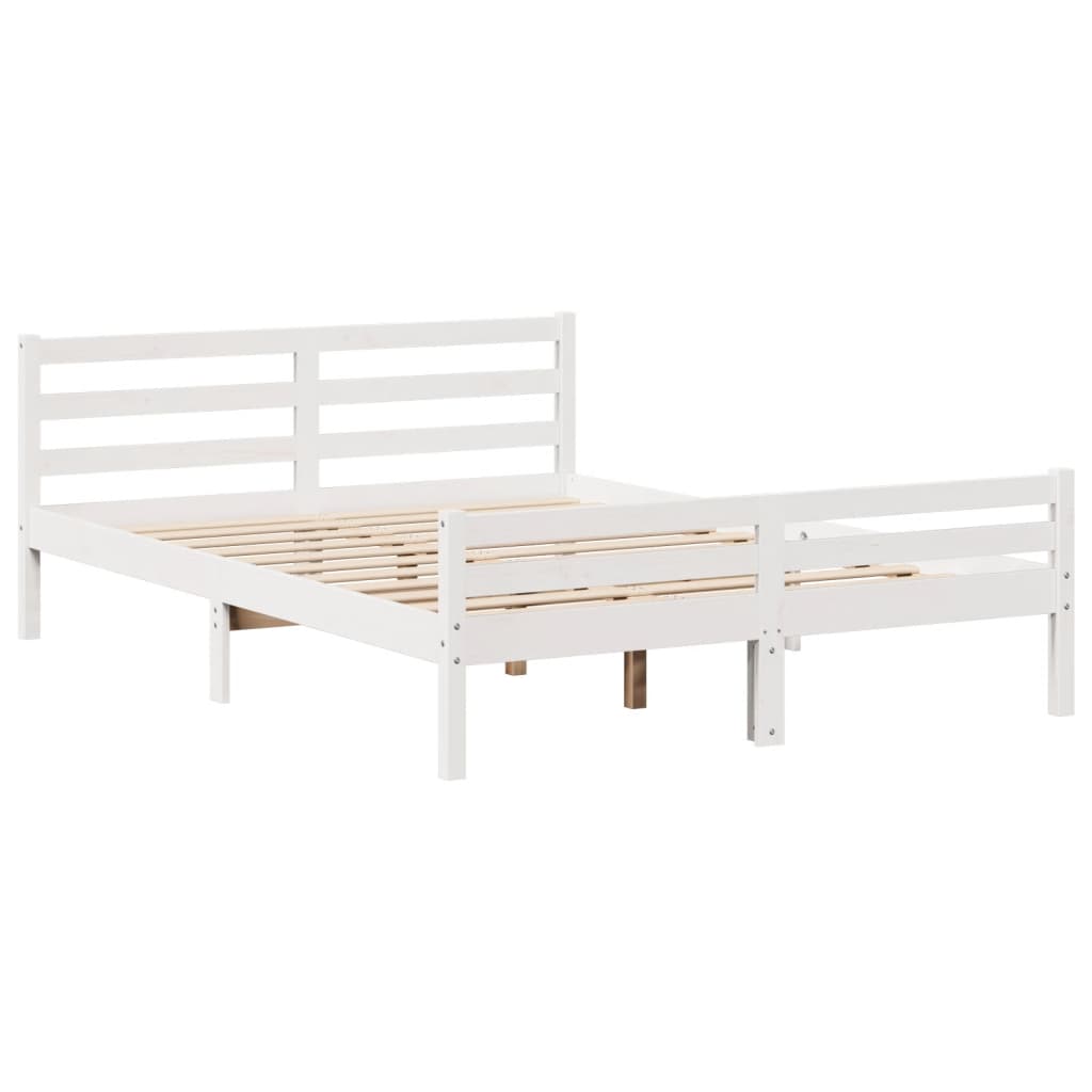 Bed Frame without Mattress White 135x190 cm Double Solid Wood Pine