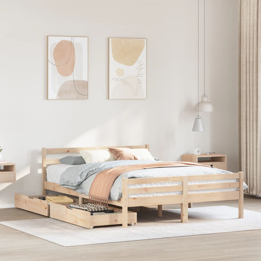 Bed Frame without Mattress 140x190 cm Solid Wood Pine