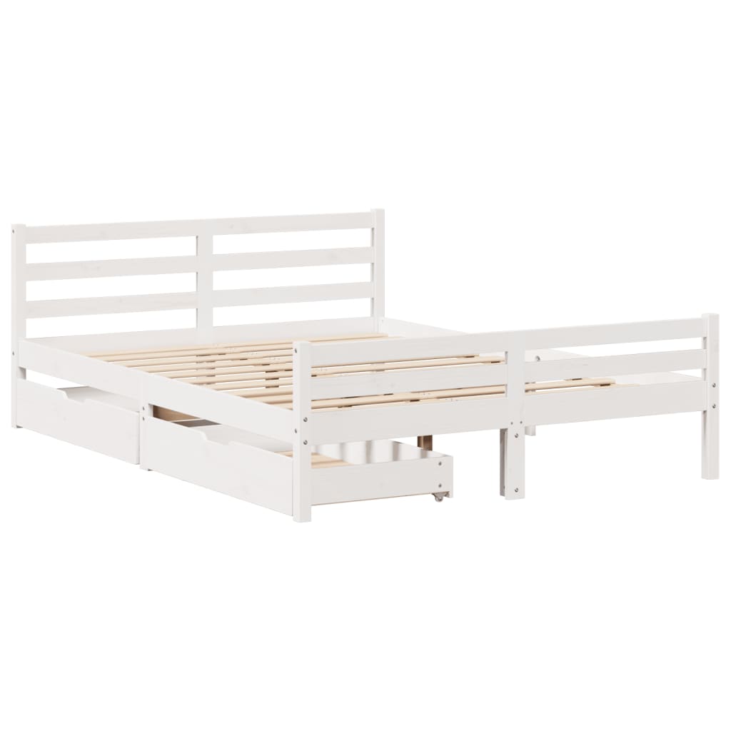 Bed Frame without Mattress White 140x190 cm Solid Wood Pine