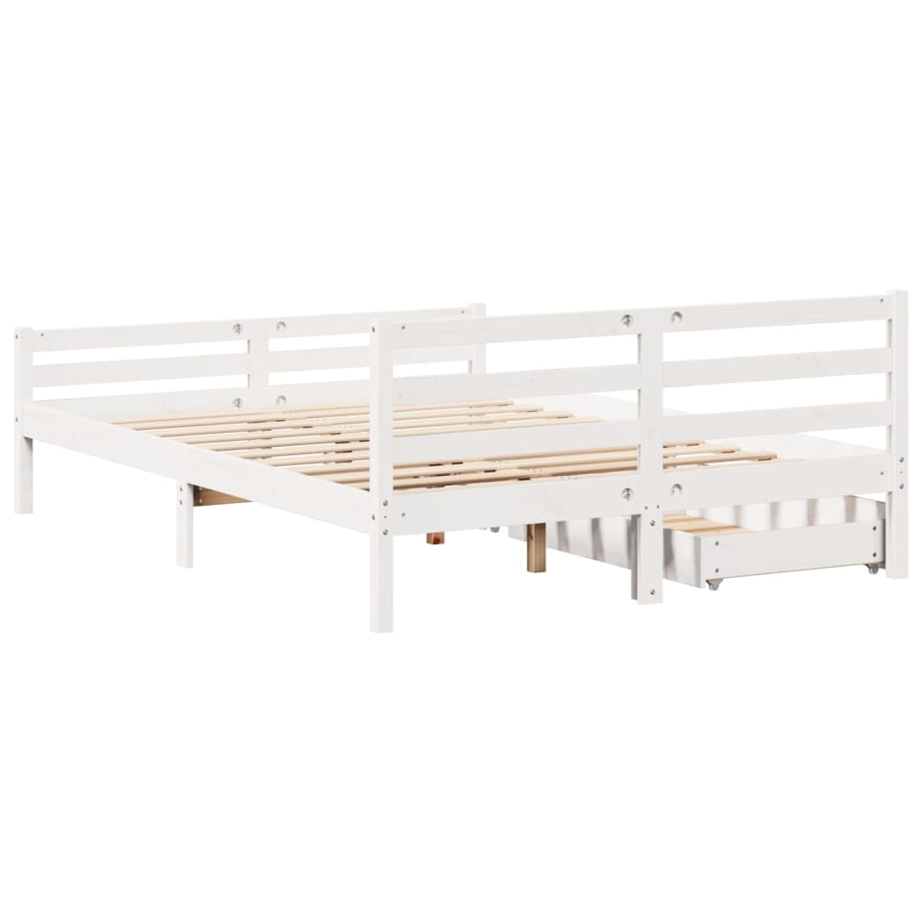 Bed Frame without Mattress White 140x190 cm Solid Wood Pine