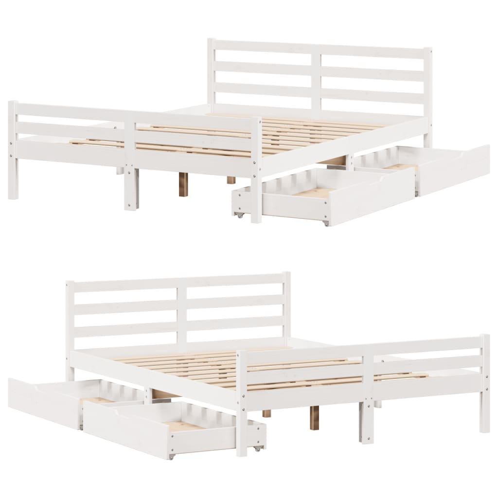 Bed Frame without Mattress White 140x190 cm Solid Wood Pine