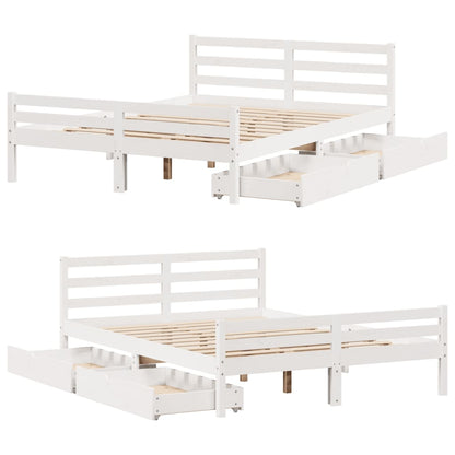 Bed Frame without Mattress White 140x190 cm Solid Wood Pine