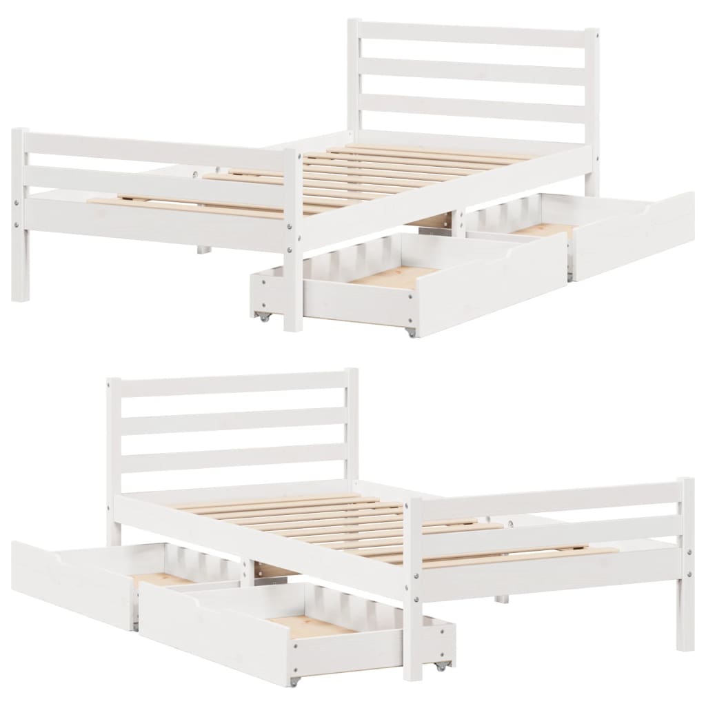 Bed Frame without Mattress White 90x200 cm Solid Wood Pine