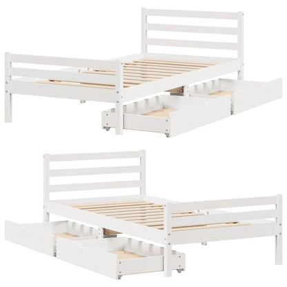 Bed Frame without Mattress White 90x200 cm Solid Wood Pine