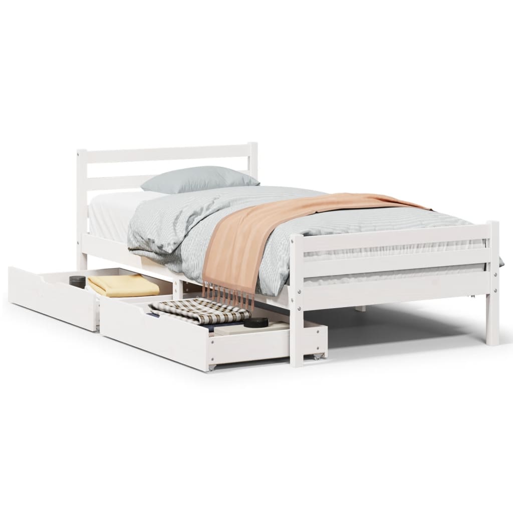 Bed Frame without Mattress White 100x200 cm Solid Wood Pine