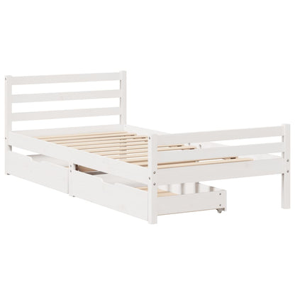 Bed Frame without Mattress White 100x200 cm Solid Wood Pine