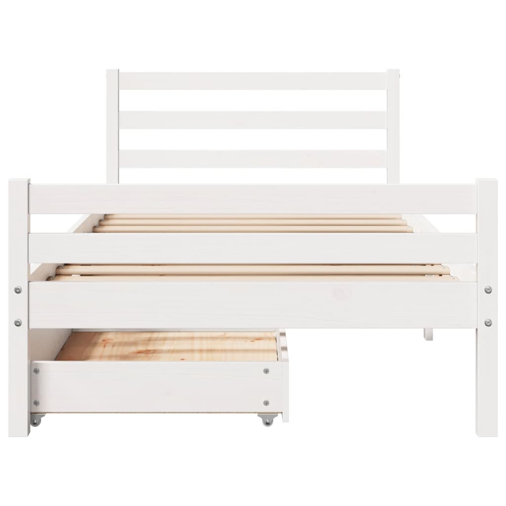 Bed Frame without Mattress White 100x200 cm Solid Wood Pine