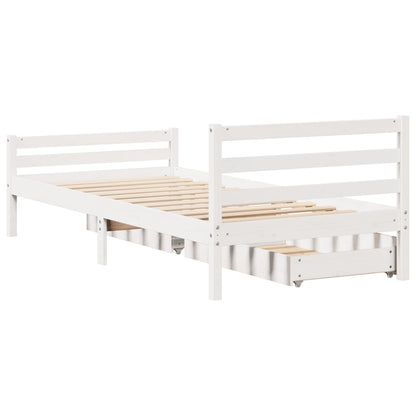 Bed Frame without Mattress White 100x200 cm Solid Wood Pine