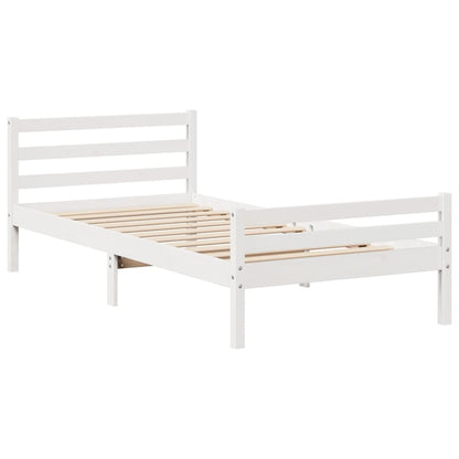 Bed Frame without Mattress White 100x200 cm Solid Wood Pine