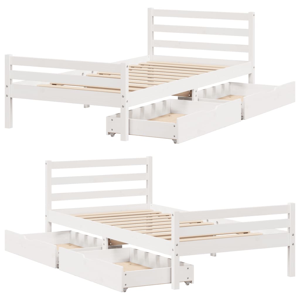 Bed Frame without Mattress White 100x200 cm Solid Wood Pine