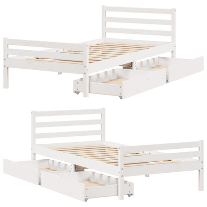 Bed Frame without Mattress White 100x200 cm Solid Wood Pine