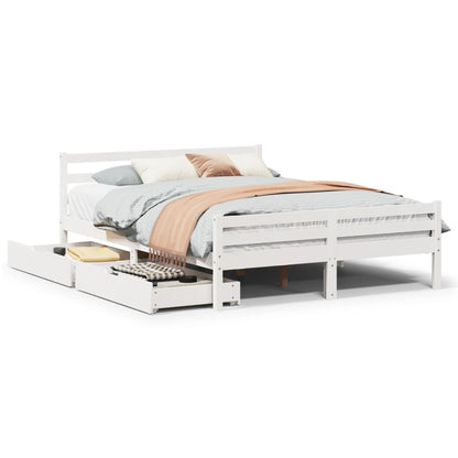 Bed Frame without Mattress White 120x200 cm Solid Wood Pine