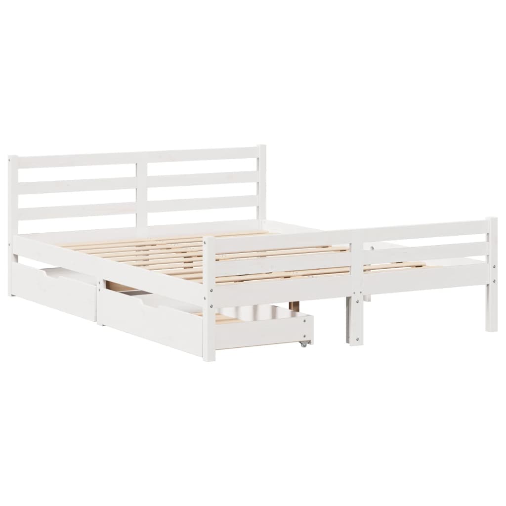 Bed Frame without Mattress White 120x200 cm Solid Wood Pine