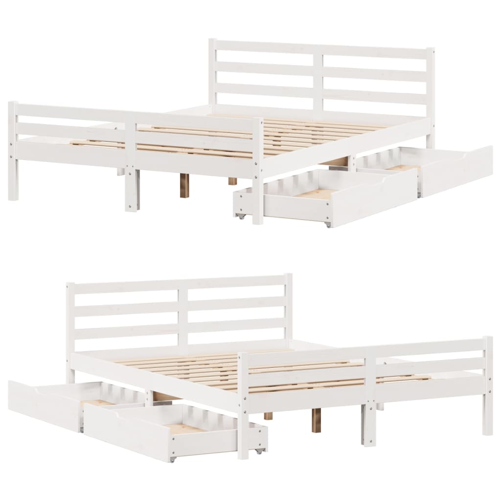 Bed Frame without Mattress White 120x200 cm Solid Wood Pine