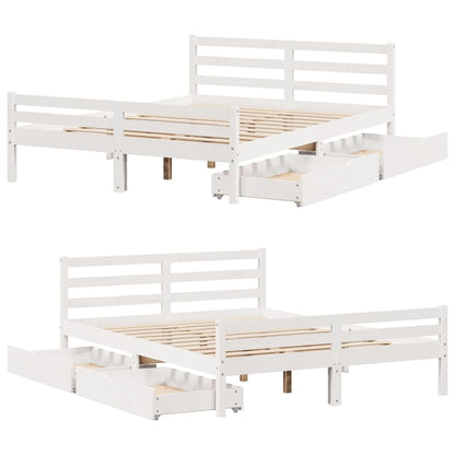 Bed Frame without Mattress White 120x200 cm Solid Wood Pine