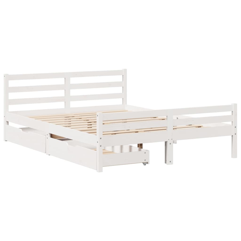 Bed Frame without Mattress White 140x200 cm Solid Wood Pine