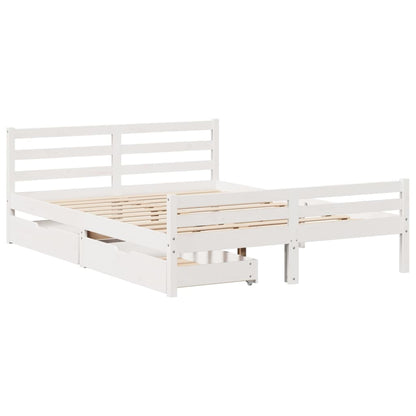 Bed Frame without Mattress White 140x200 cm Solid Wood Pine