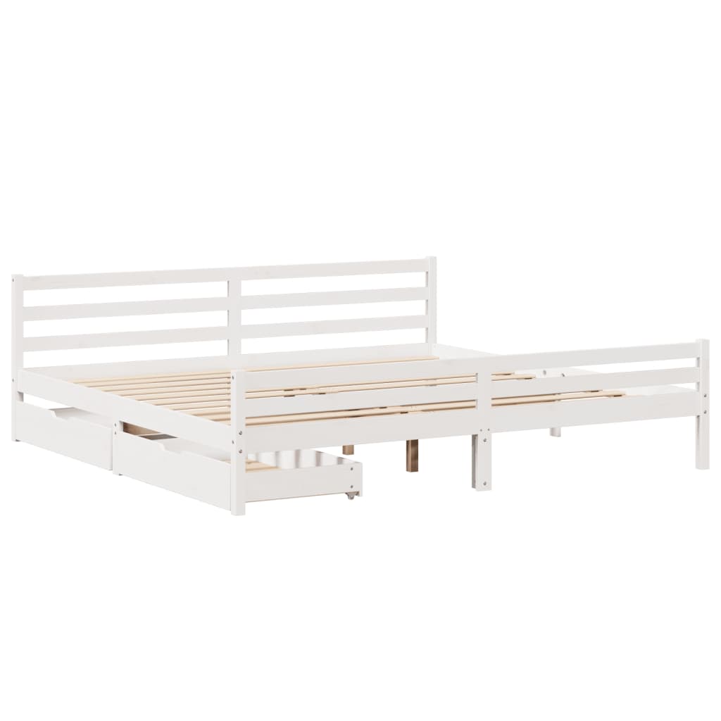 Bed Frame without Mattress White 180x200 cm Super King Solid Wood Pine