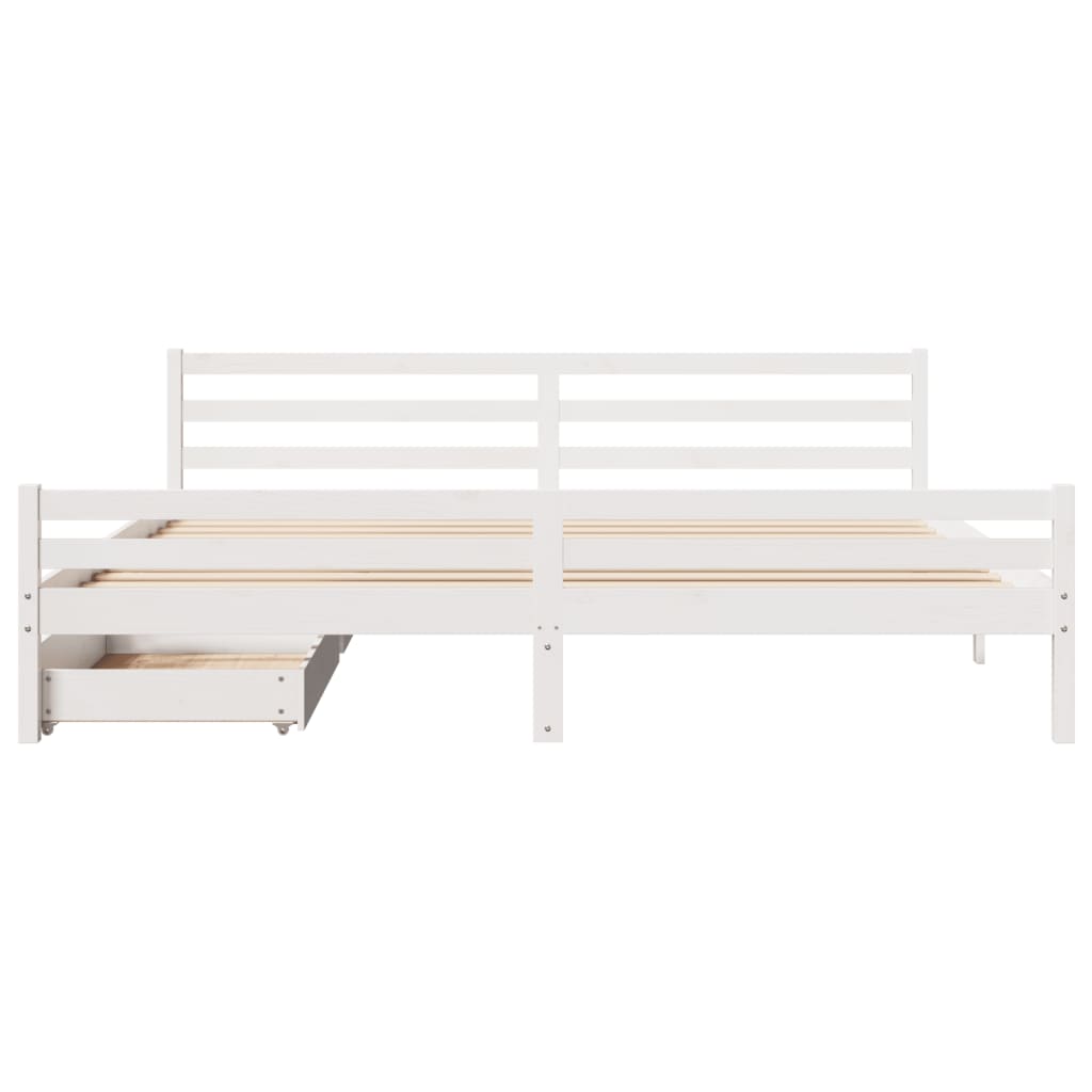 Bed Frame without Mattress White 180x200 cm Super King Solid Wood Pine